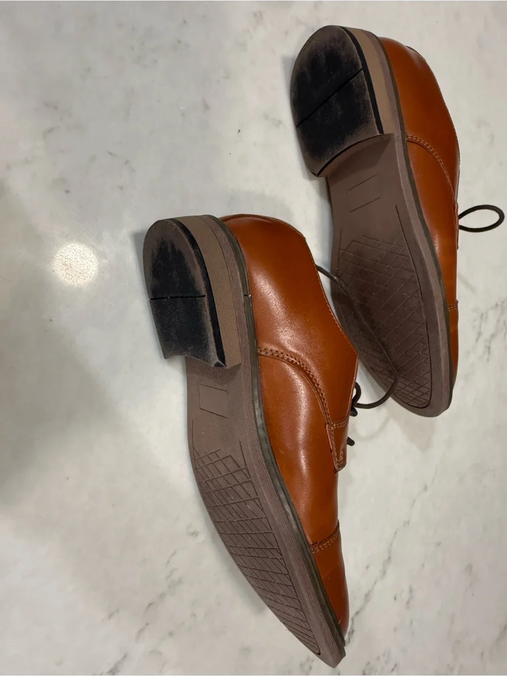 Classic Tan Lace-Up Kids Dress Shoes with Stitched Detail